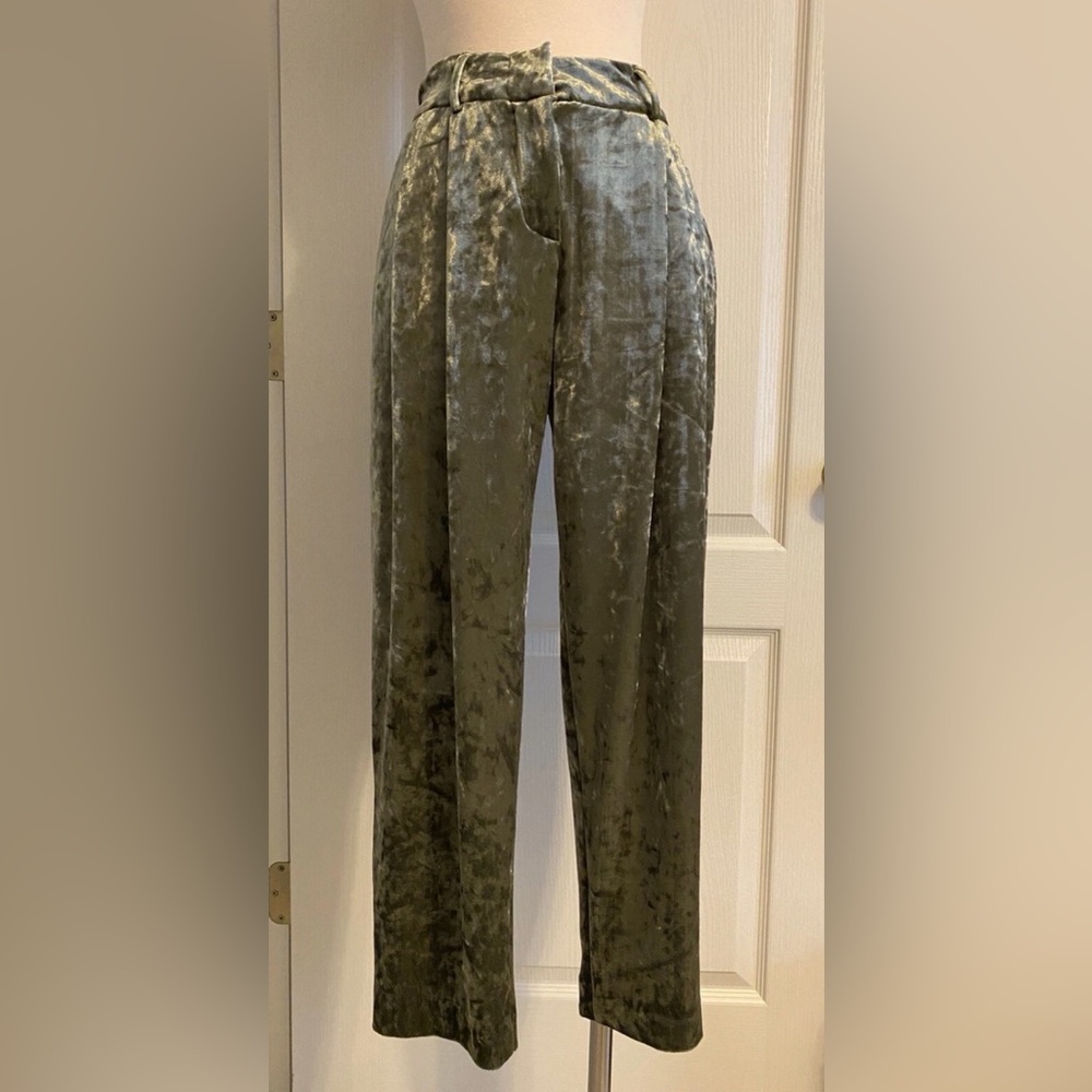 ALLEN SCHWARTZ Pleated Velvet Oliver Cropped Pants Size 8